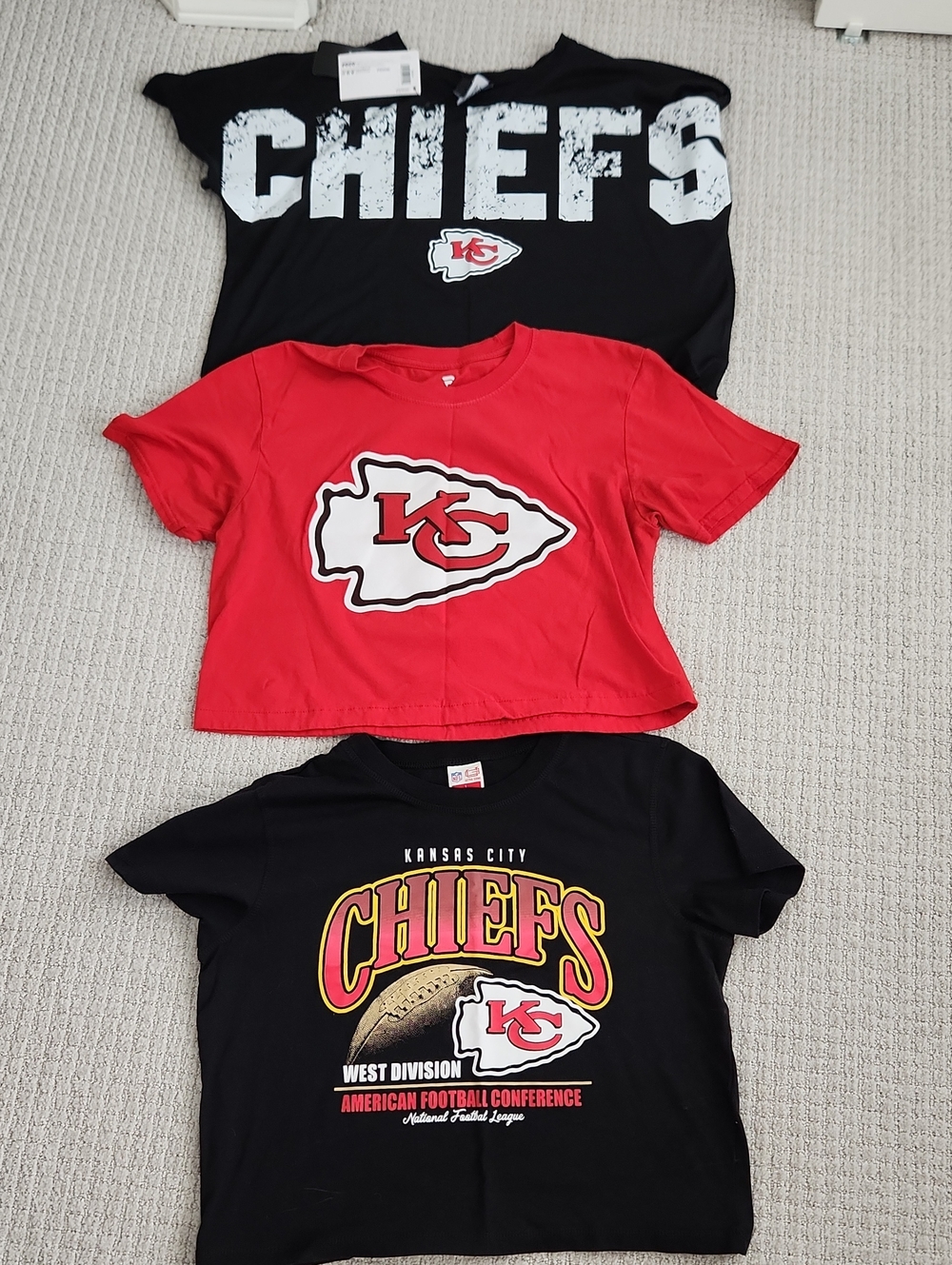 Kansas City Chiefs 3 Cropped T-Shirts